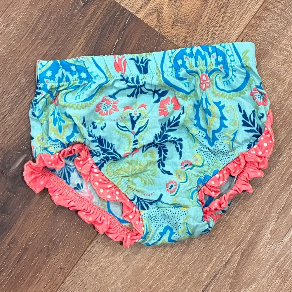 Matilda Jane Nan Friends Forever Blue Coral Floral Bloomers Diaper Cover 6-12m